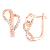1/6 CT. T.W. Diamond Ribbon Heart Hoop Earrings in 10K Rose Gold