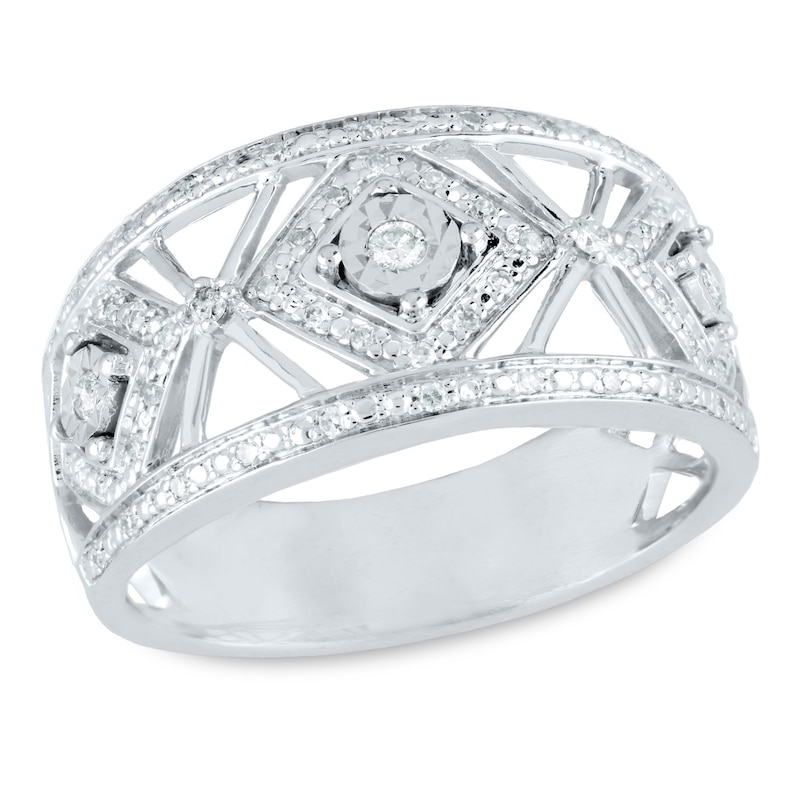 Main Image 1 of 1/5 CT. T.W. Diamond Art Deco Ring in 10K White Gold