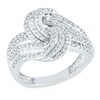 Thumbnail Image 0 of 1 CT. T.W. Baguette and Round Diamond Love Knot Ring in 10K White Gold