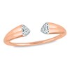 Thumbnail Image 1 of 1/20 CT. T.W. Diamond Double Heart Open Shank Ring in 10K Rose Gold