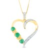 Thumbnail Image 1 of Emerald and Diamond Accent Beaded Three Stone &quot;XO&quot; Heart Pendant in 10K Gold