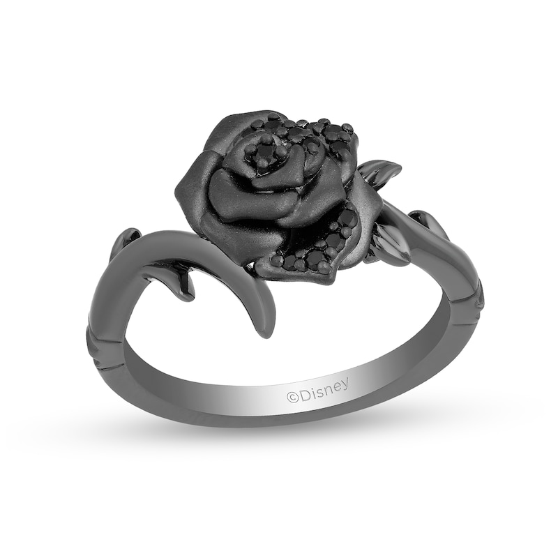 Main Image 1 of Enchanted Disney Villains Maleficent 1/10 CT. T.W. Black Diamond Ring in Sterling Silver and Black Rhodium - Size 7