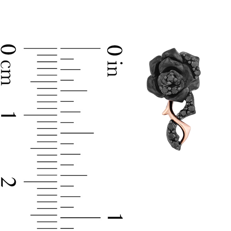 Main Image 2 of Enchanted Disney Villains Maleficent 1/5 CT. T.W. Black Diamond Rose Stud Earrings in Black Sterling Silver