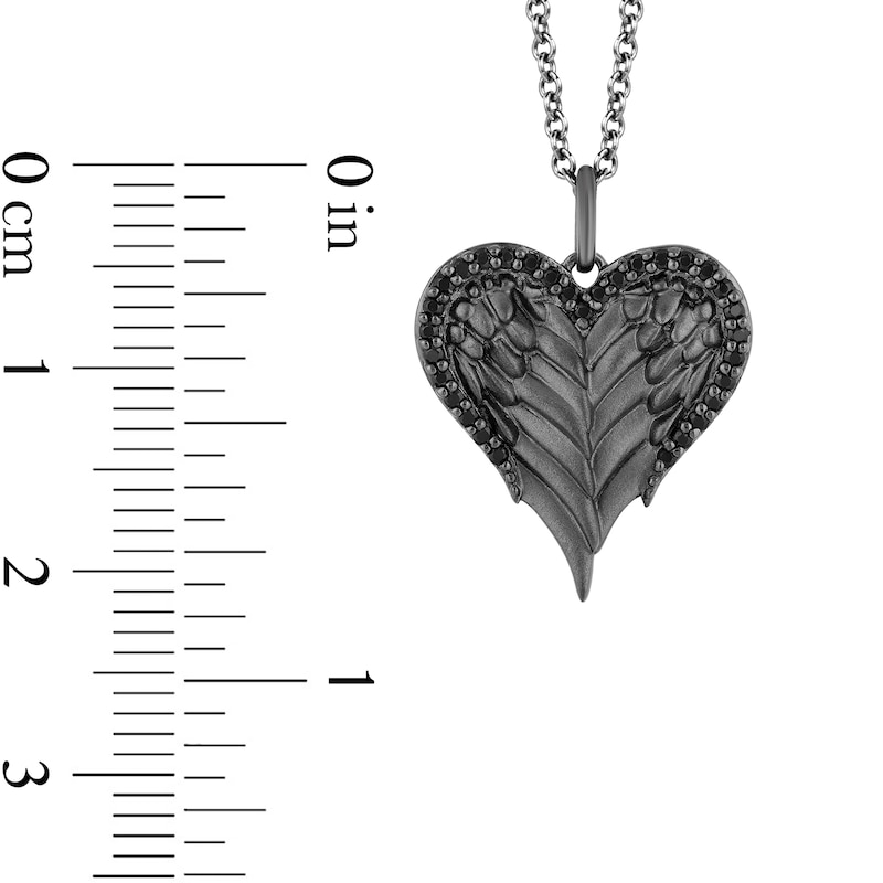 Enchanted Disney Villains Maleficent 1/6 CT. T.W. Black Diamond Heart and Wings Pendant in Sterling Silver