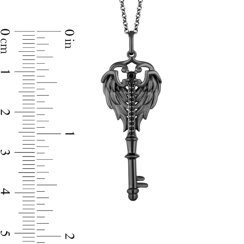 Enchanted Disney Villains Maleficent 1/10 CT. T.W. Black Diamond Key Pendant in Sterling Silver - 19"