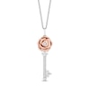 Thumbnail Image 1 of Enchanted Disney Belle 1/10 CT. T.W. Diamond Rose-Top Key Pendant in Sterling Silver and 10K Rose Gold - 19"