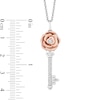 Thumbnail Image 3 of Enchanted Disney Belle 1/10 CT. T.W. Diamond Rose-Top Key Pendant in Sterling Silver and 10K Rose Gold - 19"