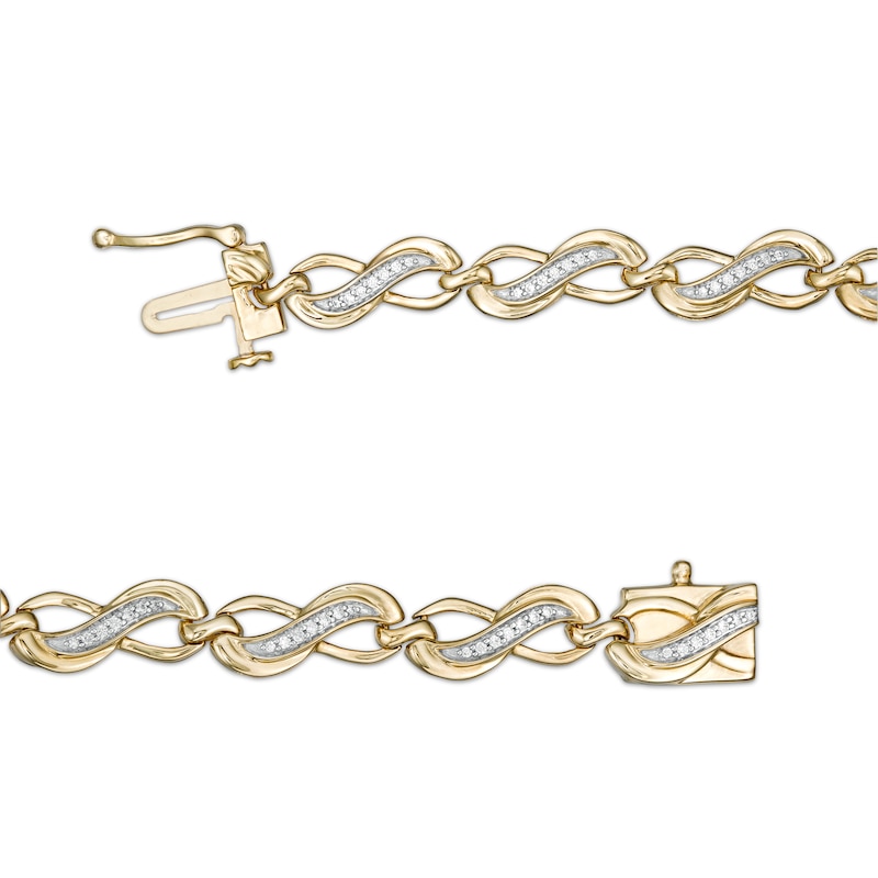 Main Image 3 of 1/4 CT. T.W. Diamond Infinity Link Bracelet in 10K Gold