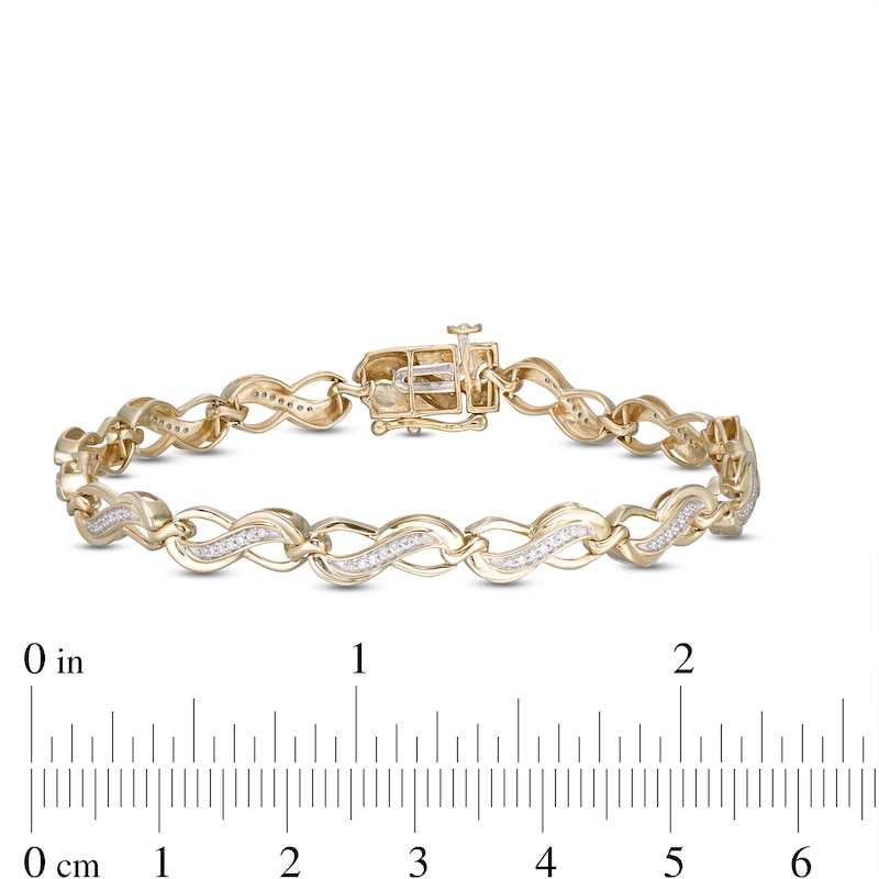 Main Image 4 of 1/4 CT. T.W. Diamond Infinity Link Bracelet in 10K Gold