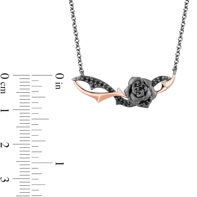 Main Image 3 of Enchanted Disney Villains Maleficent 1/6 CT. T.W. Black Diamond Rose Necklace in Black Sterling Silver