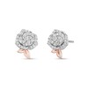 Thumbnail Image 1 of Enchanted Disney Belle 1/5 CT. T.W. Diamond Rose Stud Earrings in Sterling Silver and 10K Rose Gold