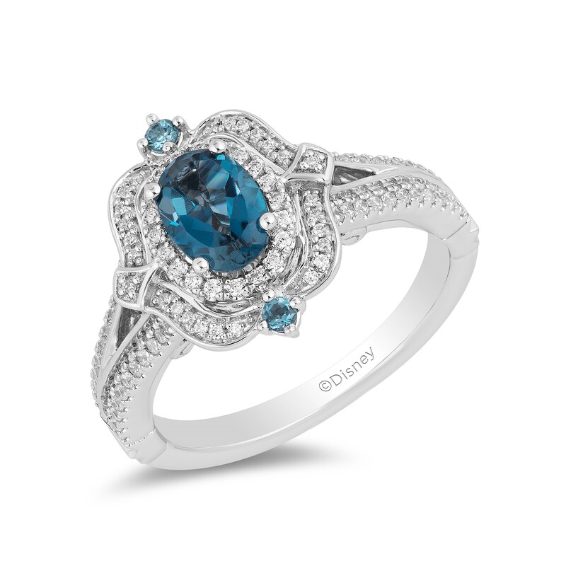 Main Image 1 of Collector's Edition Enchanted Disney Cinderella 70th Anniversary Topaz and 1/4 CT. T.W. Diamond Ring in 14K White Gold