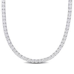 4.0mm Lab-Created White Sapphire Tennis Necklace in Sterling Silver - 17&quot;