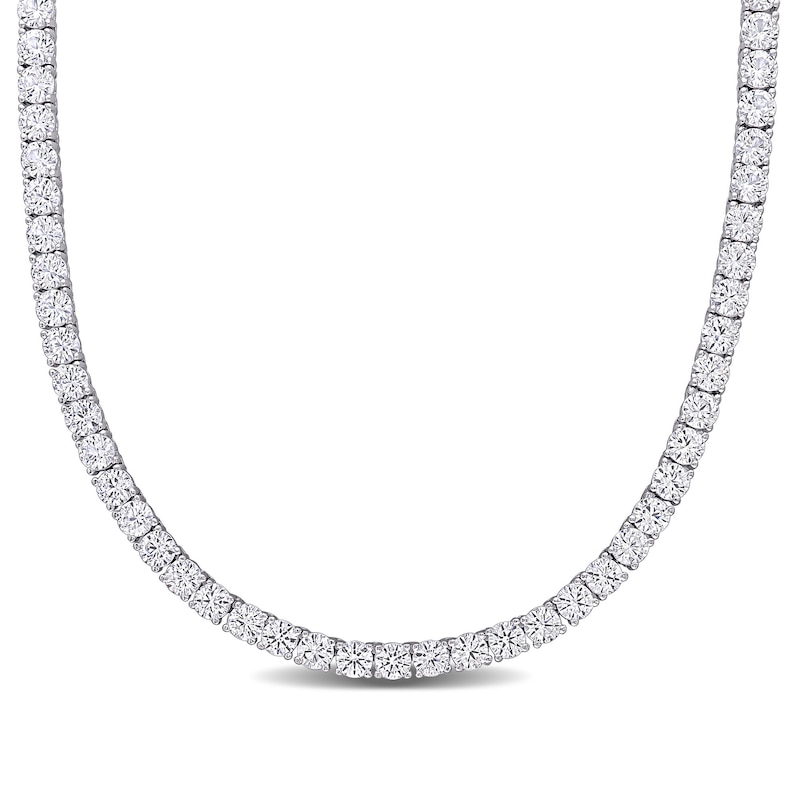 Main Image 1 of 4.0mm White Lab-Created Sapphire Tennis Necklace in Sterling Silver - 17"