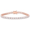 Thumbnail Image 1 of 4.0mm Lab-Created White Sapphire Tennis Bracelet in Sterling Silver with Rose Rhodium - 7.25"