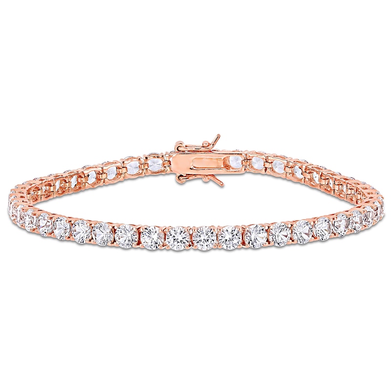 Main Image 1 of 4.0mm Lab-Created White Sapphire Tennis Bracelet in Sterling Silver with Rose Rhodium - 7.25"