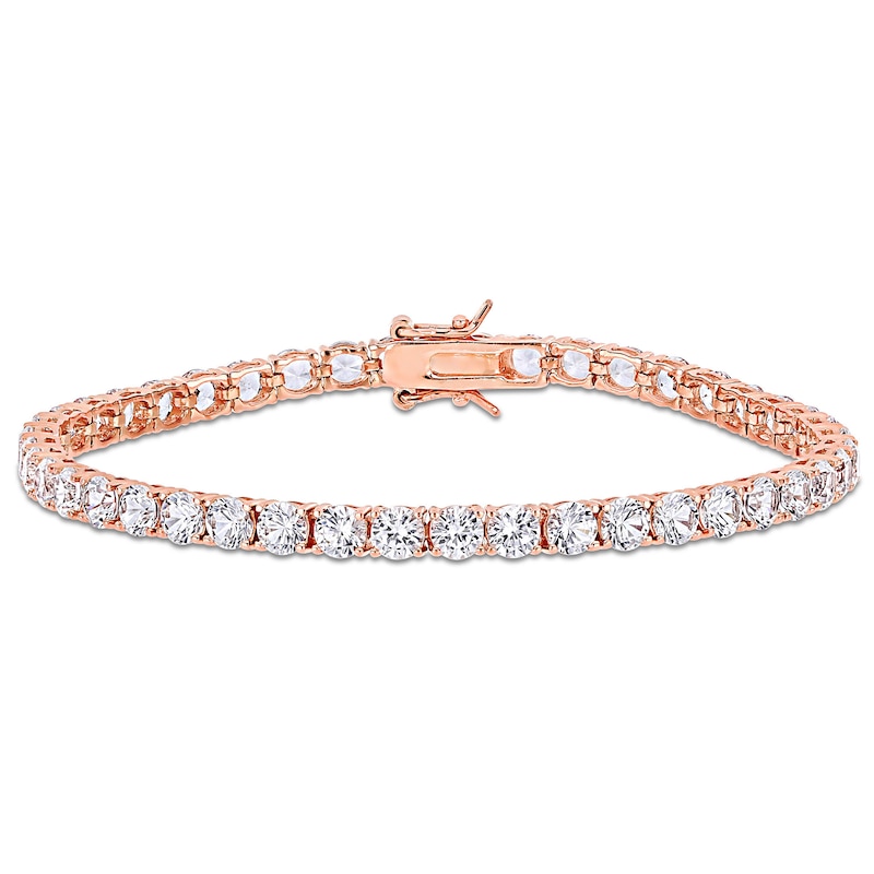 4.0mm Lab-Created White Sapphire Tennis Bracelet in Sterling Silver with Rose Rhodium - 7.25"