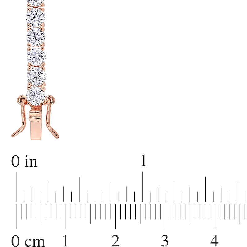 Main Image 3 of 4.0mm Lab-Created White Sapphire Tennis Bracelet in Sterling Silver with Rose Rhodium - 7.25"