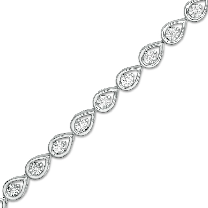 Main Image 1 of 1/10 CT. T.W. Diamond Teardrop Link Bracelet in Sterling Silver - 7.5"