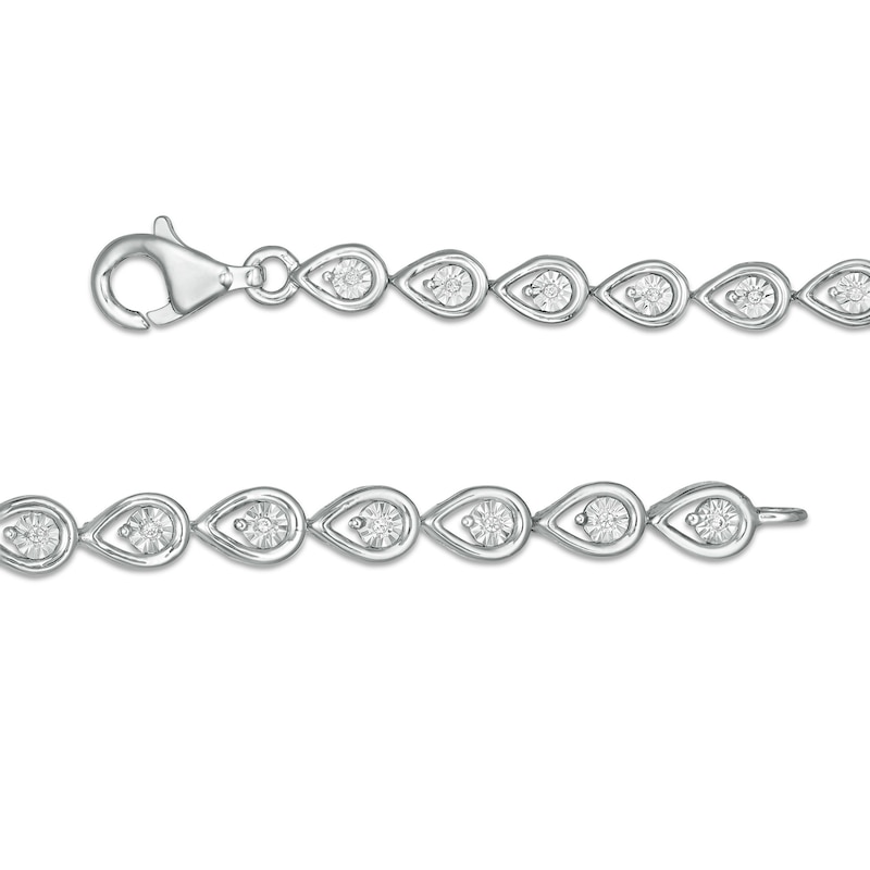 Main Image 3 of 1/10 CT. T.W. Diamond Teardrop Link Bracelet in Sterling Silver - 7.5"