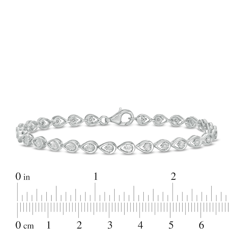 Main Image 4 of 1/10 CT. T.W. Diamond Teardrop Link Bracelet in Sterling Silver - 7.5"