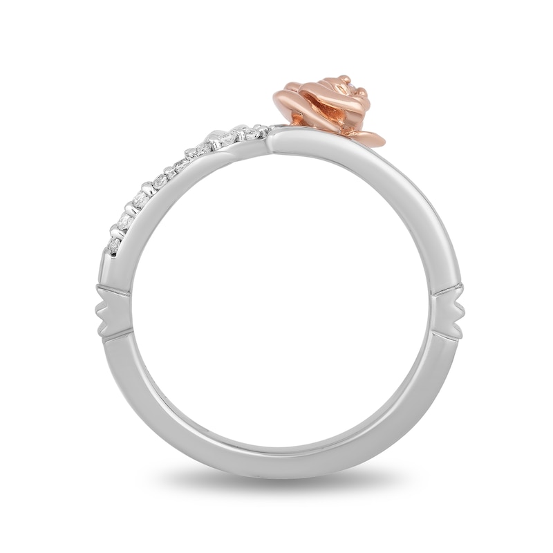 Main Image 3 of Enchanted Disney Belle 1/10 CT. T.W. Diamond Rose Bypass Ring in Sterling Silver and 10K Rose Gold