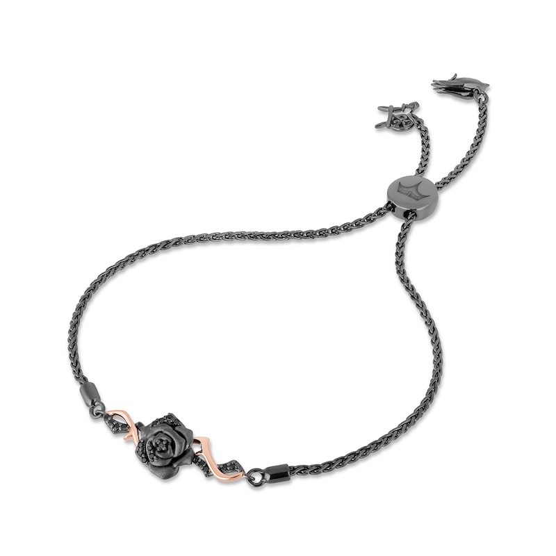 Main Image 1 of Enchanted Disney Villains Maleficent 1/6 CT. T.W. Black Diamond Bolo Bracelet in Black Sterling Silver