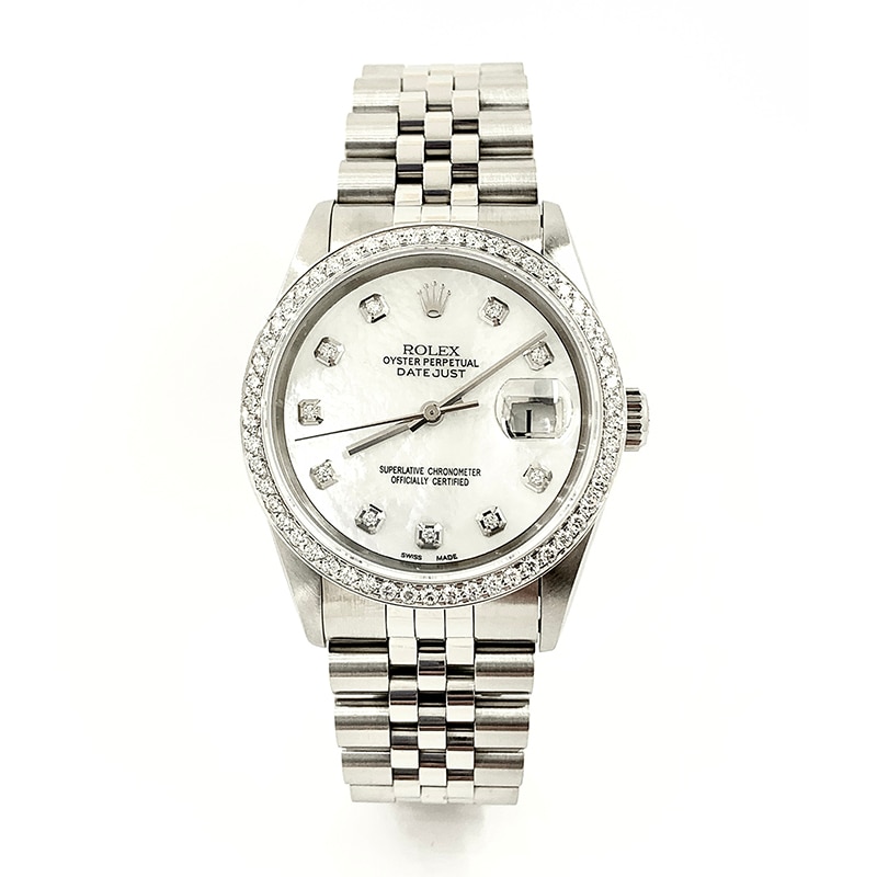 Previously Owned - Men's Rolex Datejust 1 CT. T.W. Diamond Watch with Mother-of-Pearl Dial