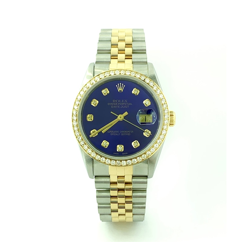 Previously Owned - Men's Rolex Datejust 1 CT. T.W. Diamond Two-Tone 18K Gold Watch with Blue Dial