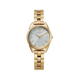 Ladies' Citizen Eco-Drive® Gold-Tone Watch with Silver-Tone Dial (Model: EM0682-74A)