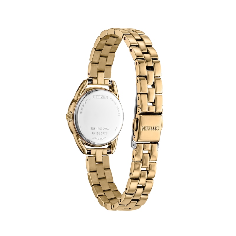 Ladies' Citizen Eco-Drive® Gold-Tone Watch with Silver-Tone Dial (Model: EM0682-74A)