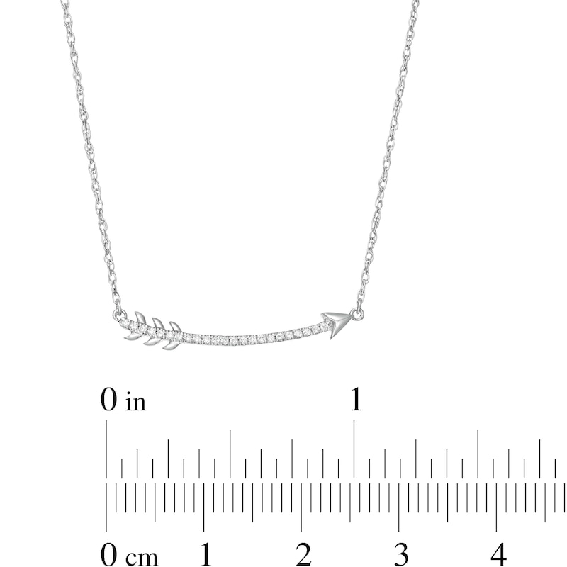 Main Image 2 of 1/15 CT. T.W. Diamond Curved Arrow Necklace in Sterling Silver