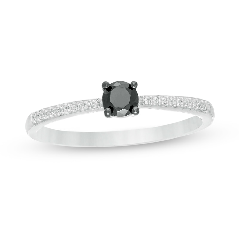 Main Image 1 of 1/4 CT. T.W. Enhanced Black and White Diamond Promise Ring in Sterling Silver