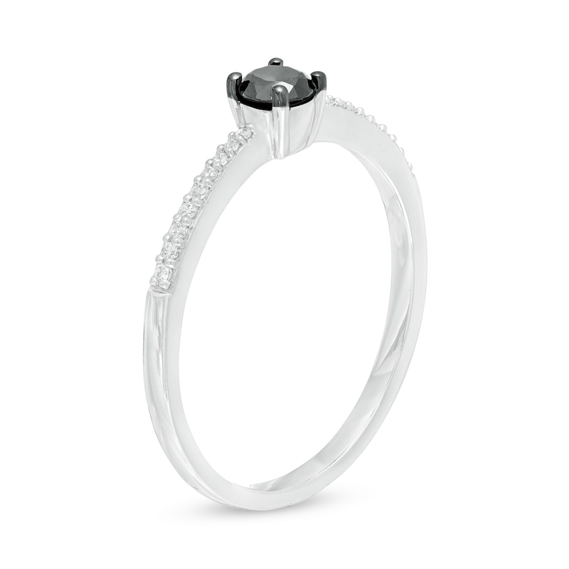 Main Image 2 of 1/4 CT. T.W. Enhanced Black and White Diamond Promise Ring in Sterling Silver