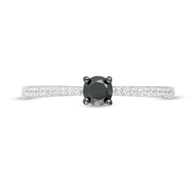 Main Image 3 of 1/4 CT. T.W. Enhanced Black and White Diamond Promise Ring in Sterling Silver