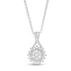 Thumbnail Image 1 of 1/4 CT. T.W. Baguette-Cut and Round Diamond Sunflower Drop Pendant in Sterling Silver