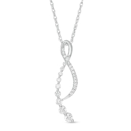 1/3 CT. T.W. Diamond Graduated Infinity Ribbon Pendant in Sterling Silver