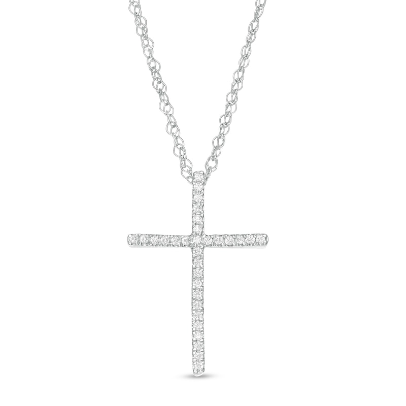 Main Image 1 of 1/8 CT. T.W. Diamond Cross Pendant in Sterling Silver