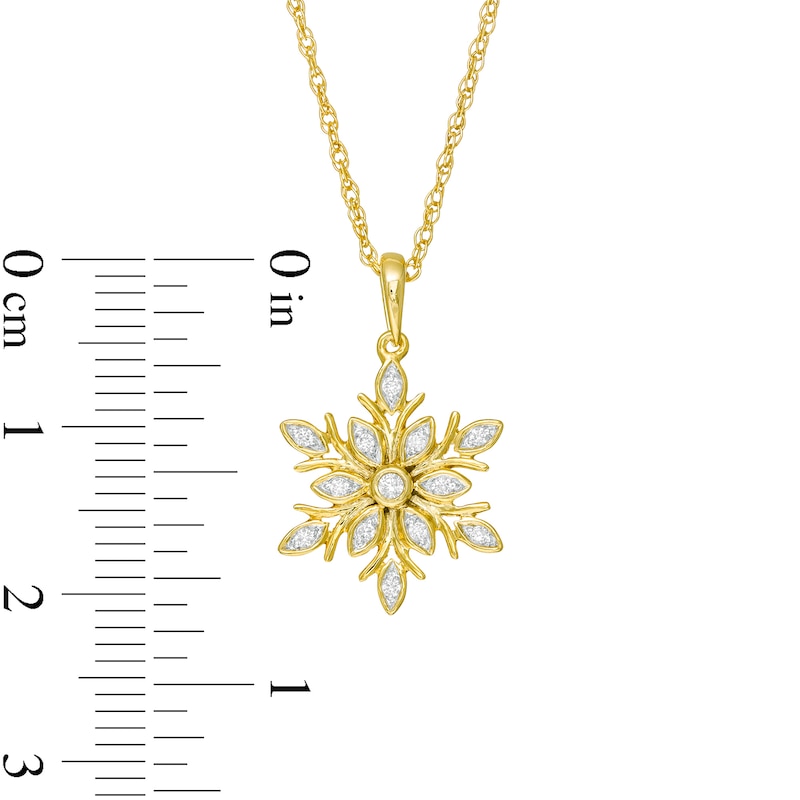 1/15 CT. T.W. Diamond Snowflake Pendant in Sterling Silver with 14K Gold Plate