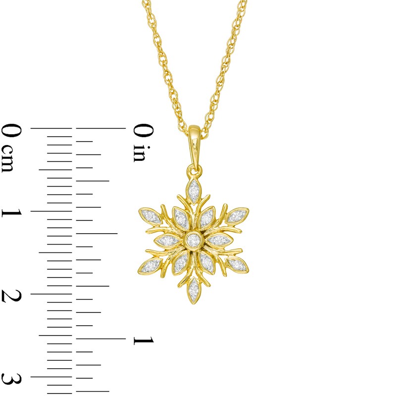 Main Image 2 of 1/15 CT. T.W. Diamond Snowflake Pendant in Sterling Silver with 14K Gold Plate