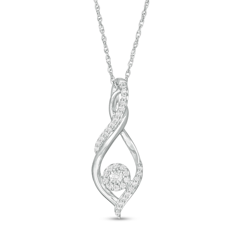 Main Image 1 of 1/6 CT. T.W. Diamond Swirl Flame Pendant in Sterling Silver