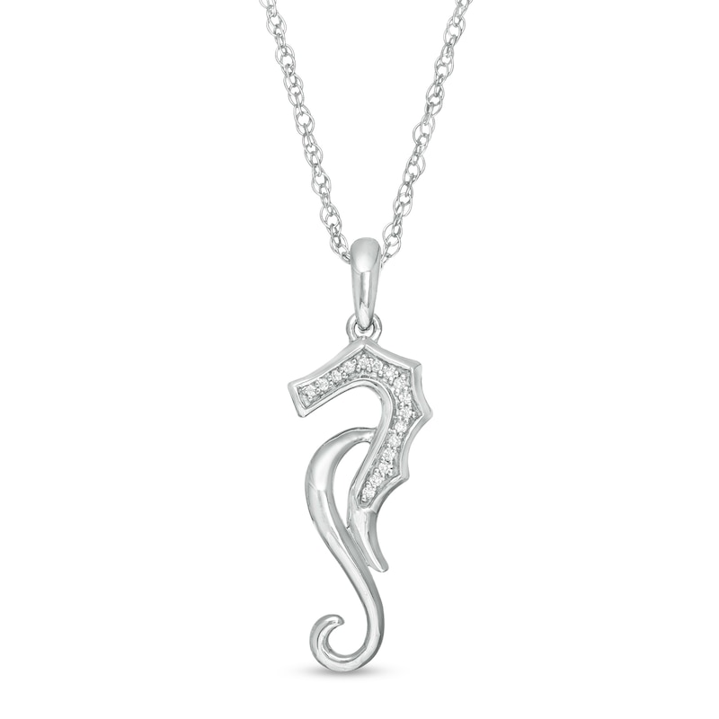 Main Image 1 of Diamond Accent Abstract Seahorse Pendant in Sterling Silver