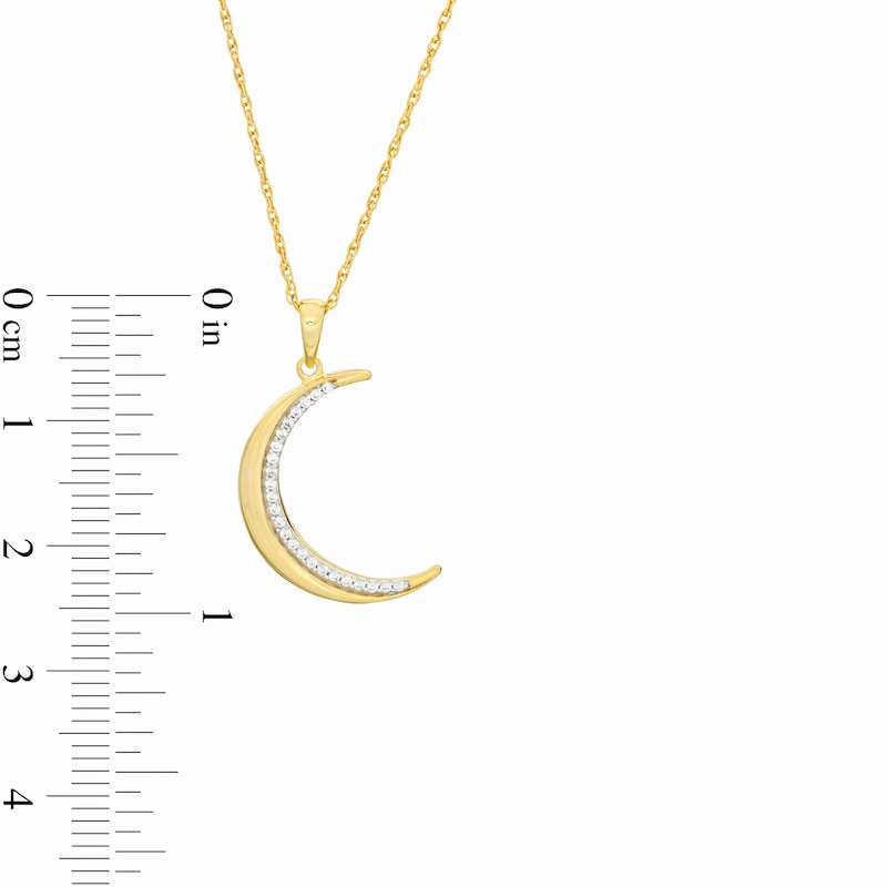 Main Image 2 of 1/10 CT. T.W. Diamond Crescent Moon Pendant in Sterling Silver with 14K Gold Plate