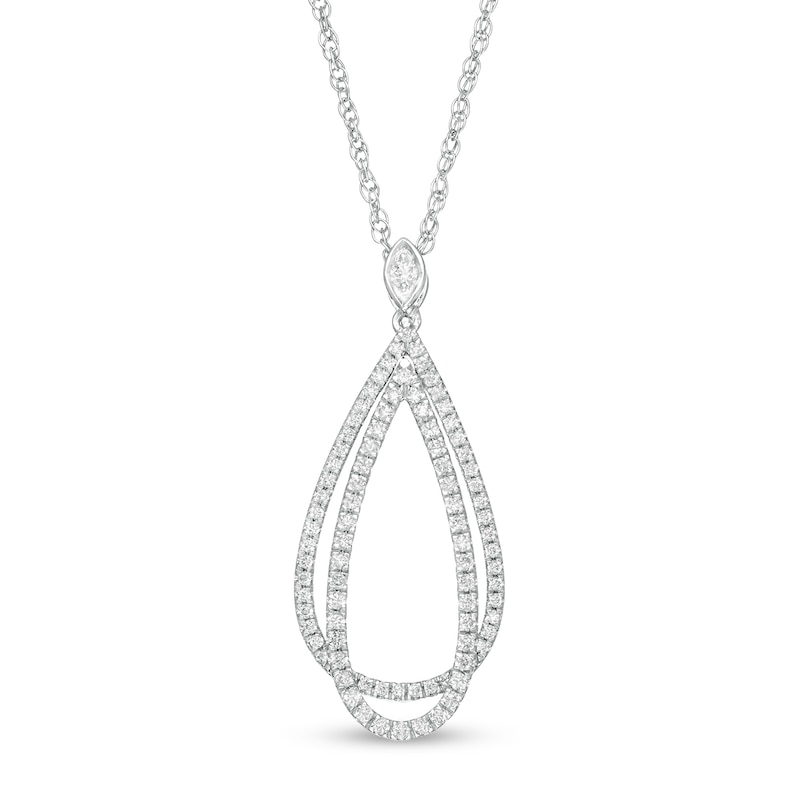 Main Image 1 of 1/3 CT. T.W. Diamond Double Teardrop Pendant in Sterling Silver