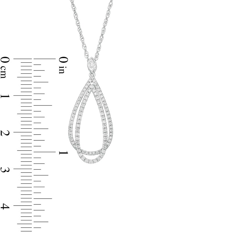 Main Image 2 of 1/3 CT. T.W. Diamond Double Teardrop Pendant in Sterling Silver