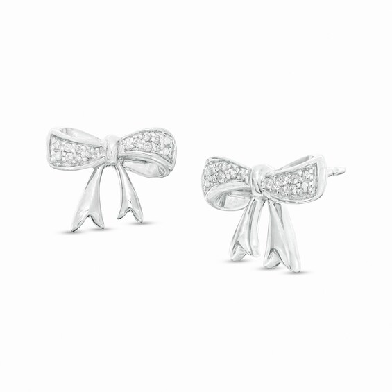 1/20 CT. T.W. Diamond Bow Stud Earrings in Sterling Silver 1/20 CT. T.W. Diamond Bow Stud Earrings in Sterling Silver