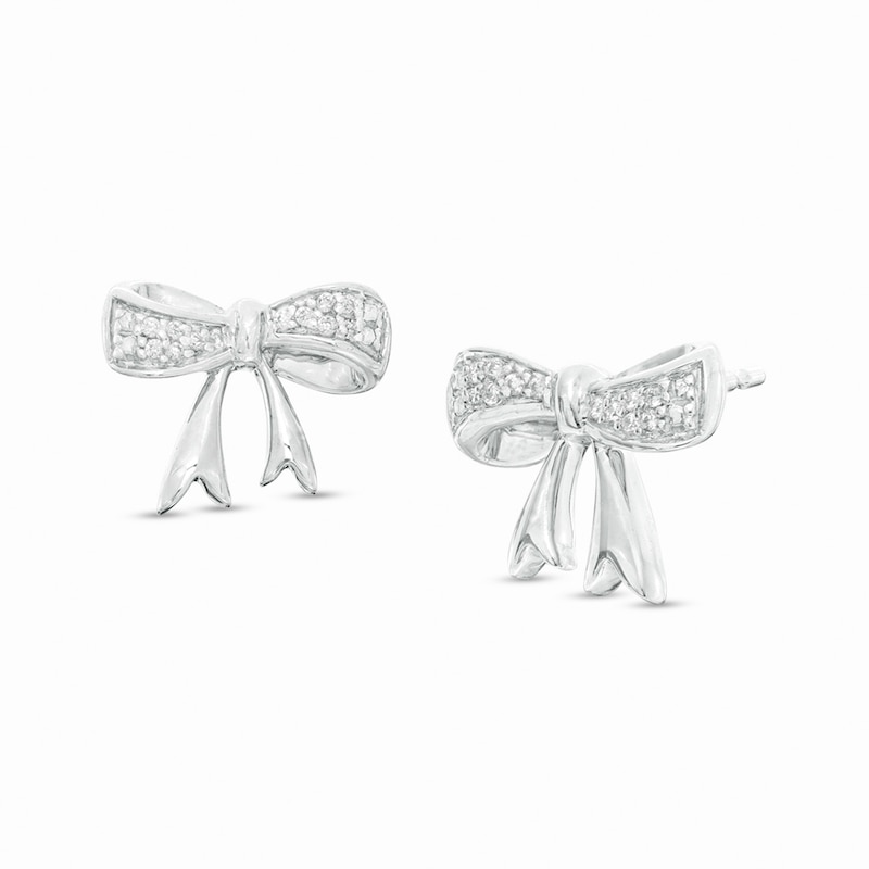 1/20 CT. T.W. Diamond Bow Stud Earrings in Sterling Silver