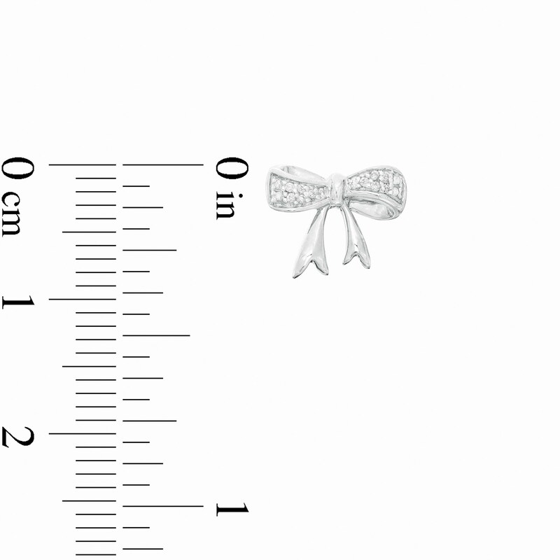 Main Image 2 of 1/20 CT. T.W. Diamond Bow Stud Earrings in Sterling Silver