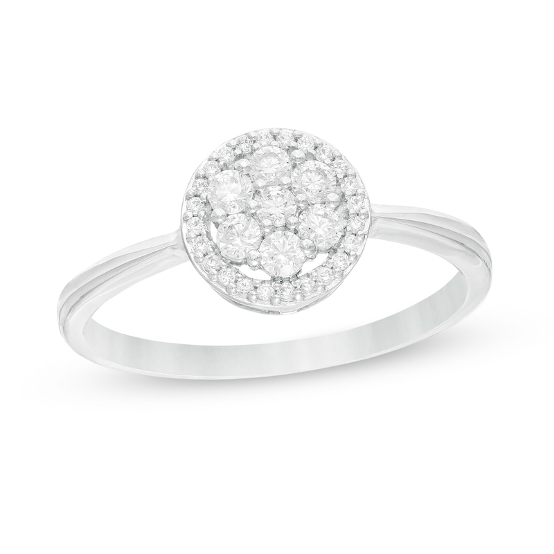 Main Image 1 of 1/4 CT. T.W. Composite Diamond Frame Promise Ring in Sterling Silver
