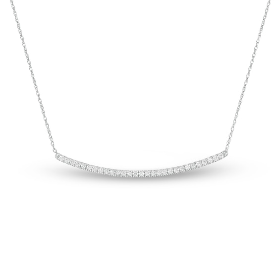 1/2 CT. T.W. Diamond Curved Bar Necklace in Sterling Silver Zales Outlet
